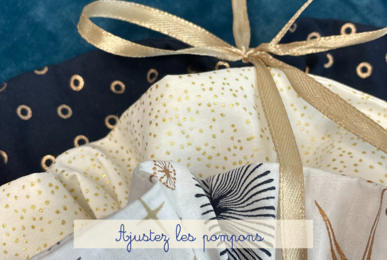 Ajuster pompons - tuto couronne de noel en chouchous